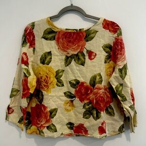 |100% linen| Floral blouse|Hot Cotton by Marc Ware|